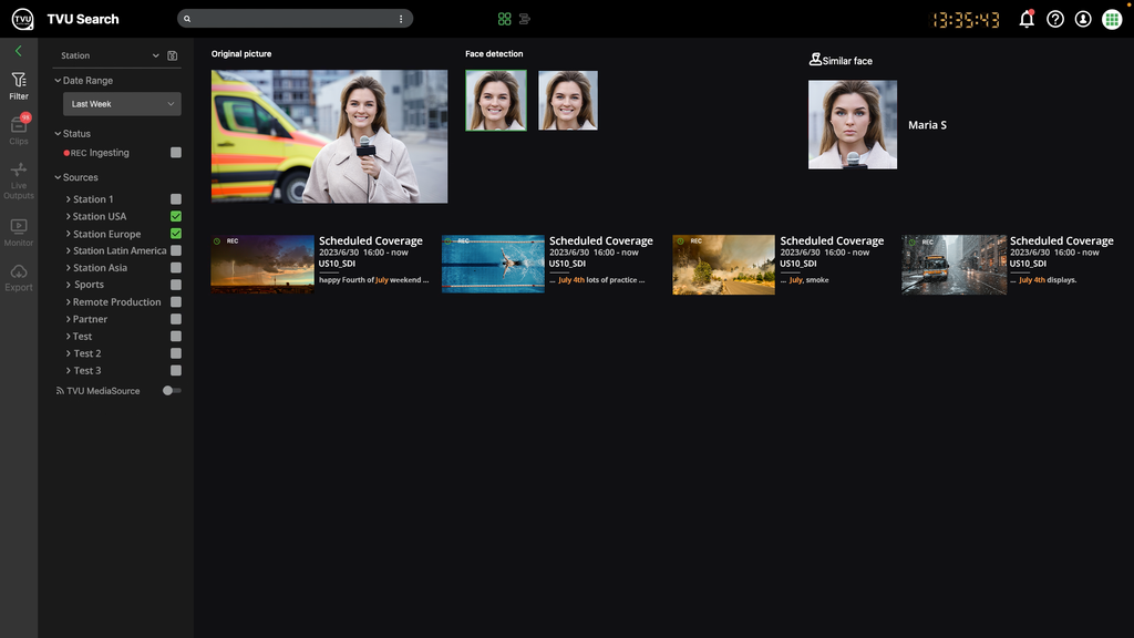 “Search by face” allows for identification matching using images.