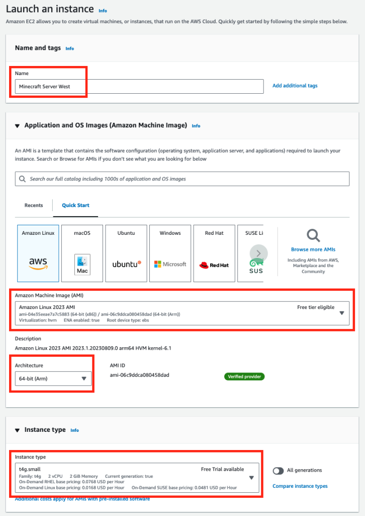 Player accesses the Minecraft server running on an EC2 instance. The EC2 instance is placed in a VPC with a security group allowing traffic over port 25565.