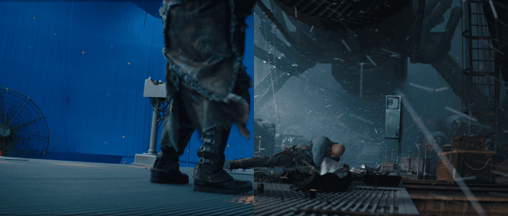 Split-screen VFX shot