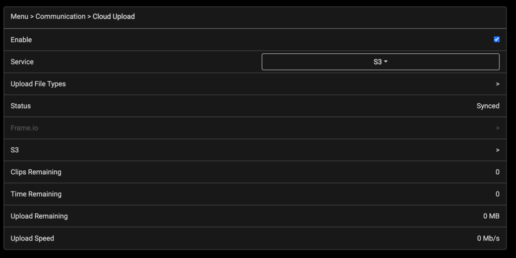 Camera interface showing cloud upload progress.