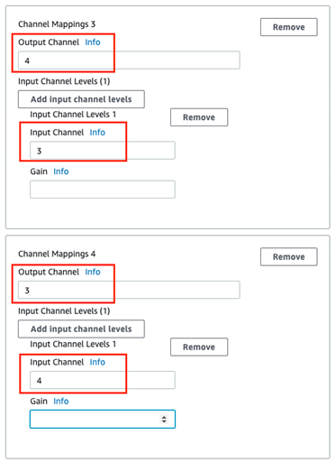 Within the audio stream, it shows where you can change position for the output and input channel.