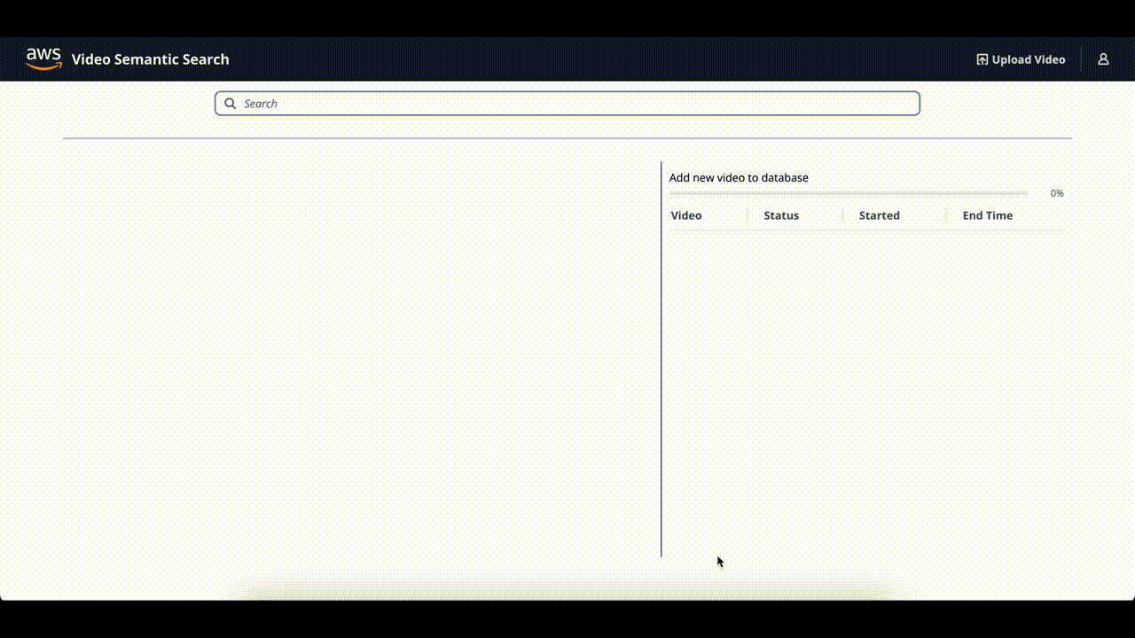 User experience of the video semantic search solution. It shows the entering of a search: Show all the scenes with waving flags. Once the search is entered it shows all the video clips under the search window that meet the criteria. The video scrolls to show that several different types of videos were found. The search field then shows the search of: goalkeeper making a save. Again several different video clips are returned based on the search. A final example is entered: Werner Vogels handshaking other people. Again several different video clips that meet the criteria are shown under the search bar.