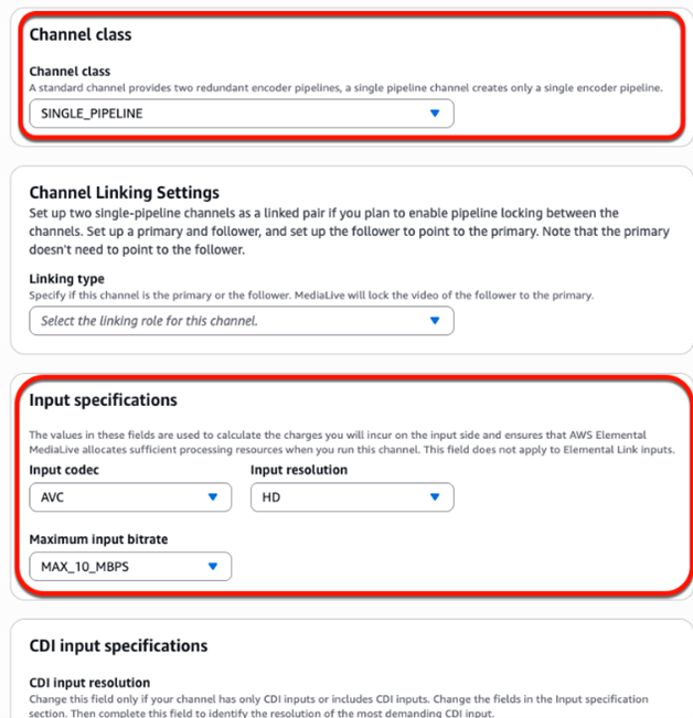 Figure 4: Set channel class and Input specifications settings