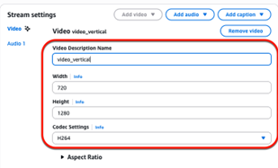 Figure 8: Video stream settings for video_vertical