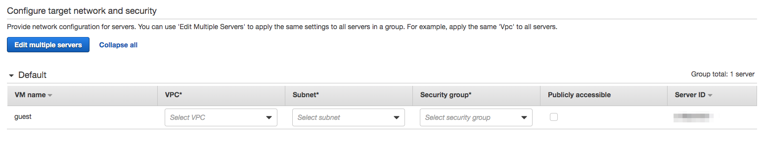 AWS SMS Target Instance Configurations