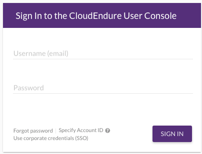 CloudEndure Console