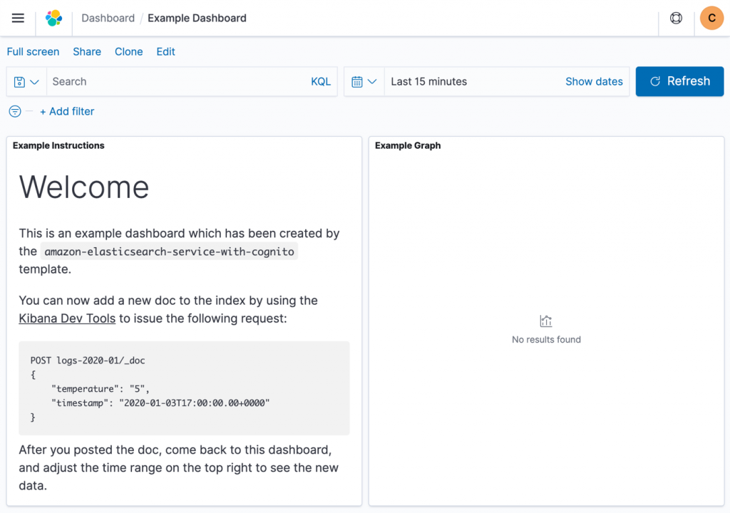 example dashboard screenshot