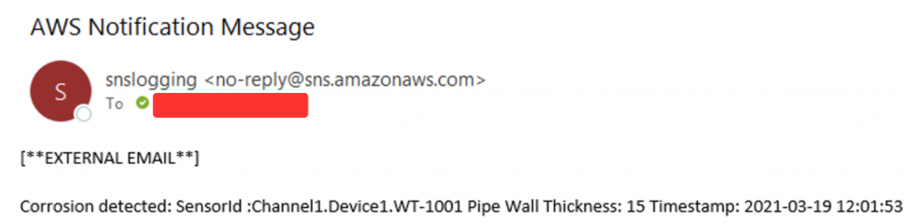 AWS SNS message