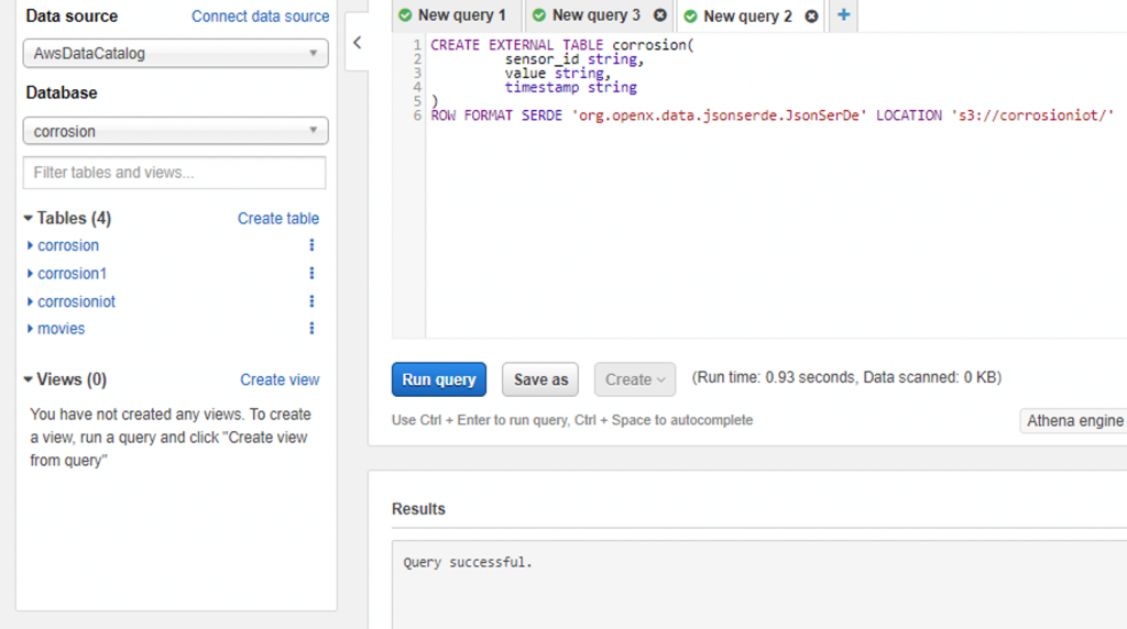 Athena table screenshot