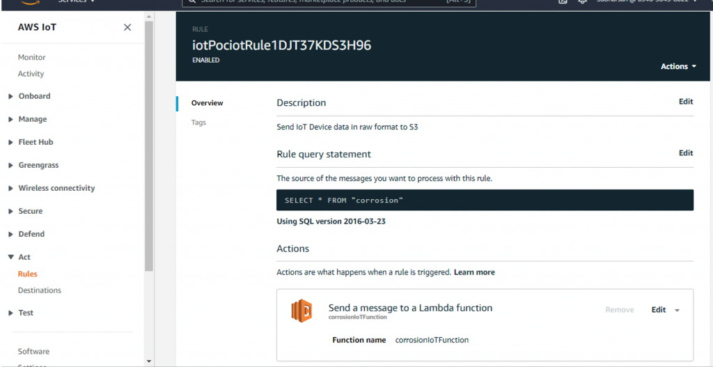 Lambda function screenshot