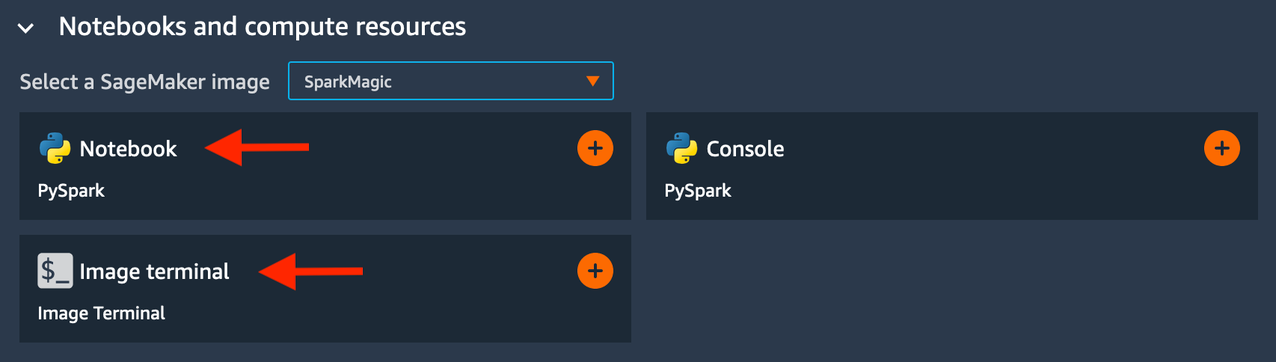 Notebooks and compute resources screenshot