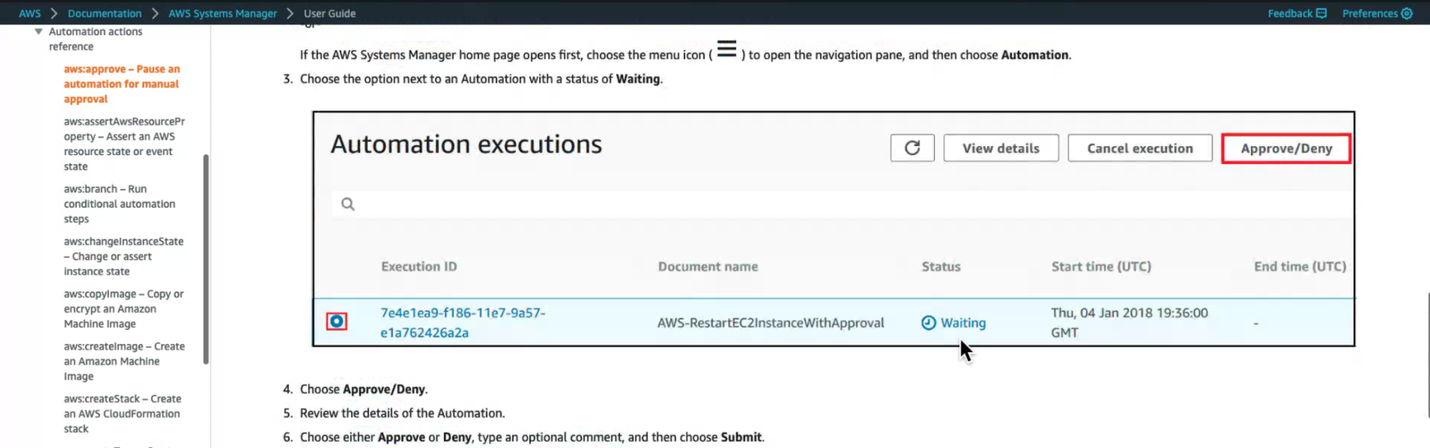 SSM Automation UI for Monitoring Long-running Tasks and Manual Approval Steps