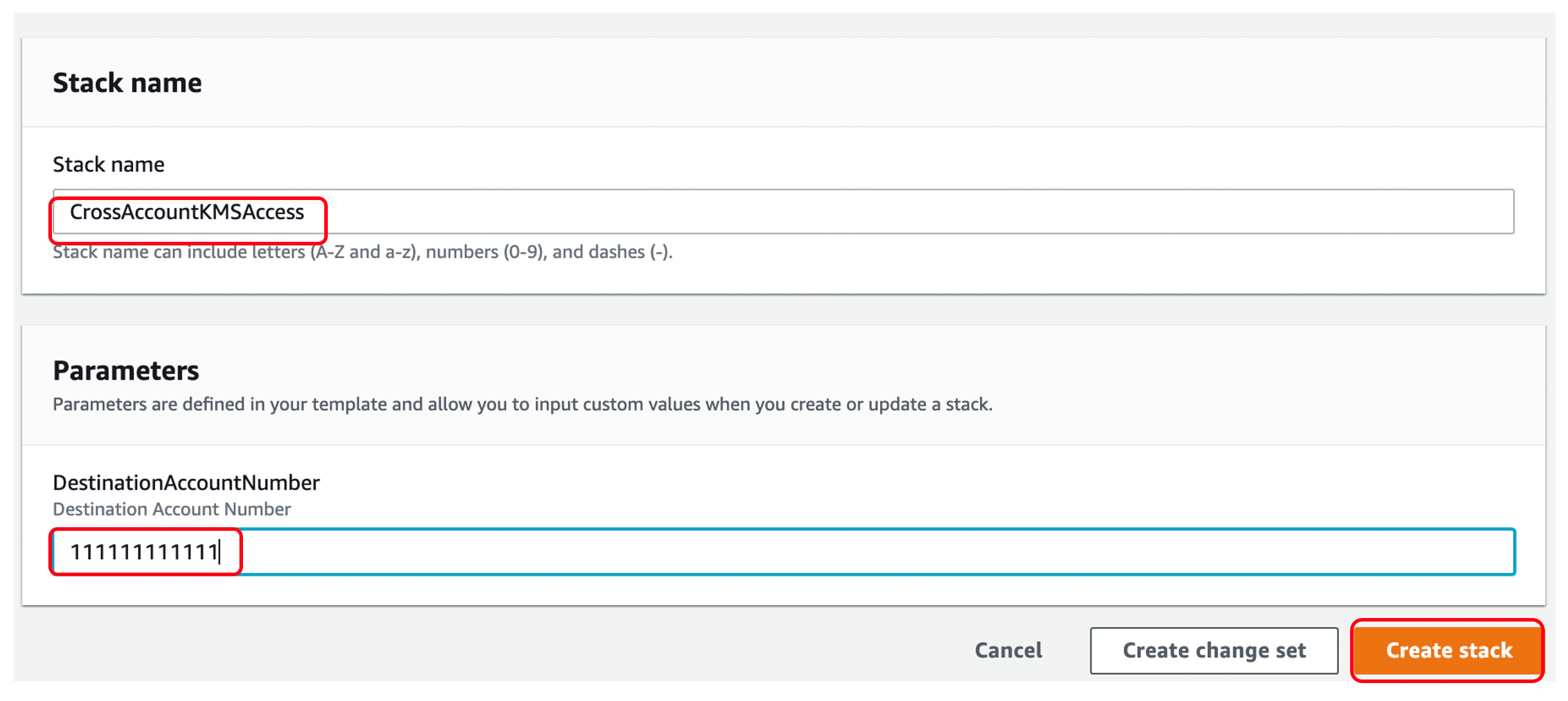 Create Stack screenshot