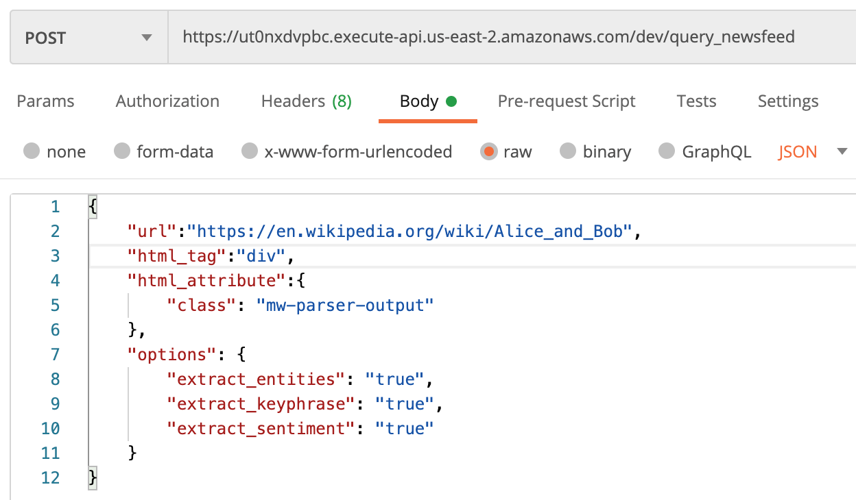 Screenshot showing test with a related news article