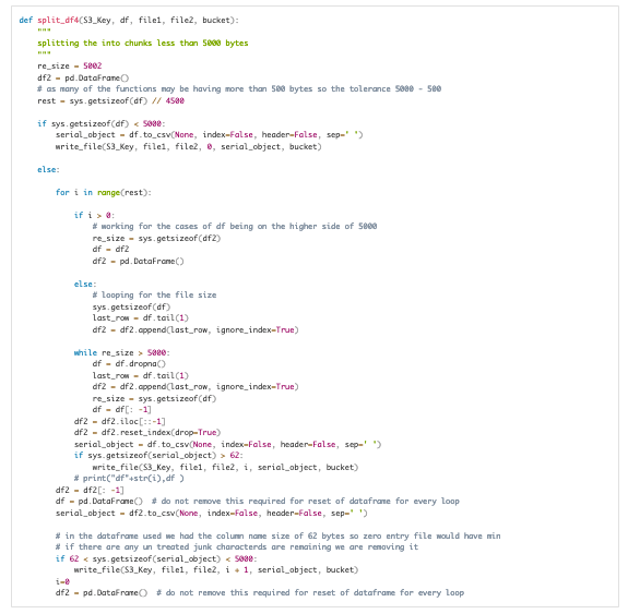 Figure 3. Code sample with file chunking function and AWS KMS encryption