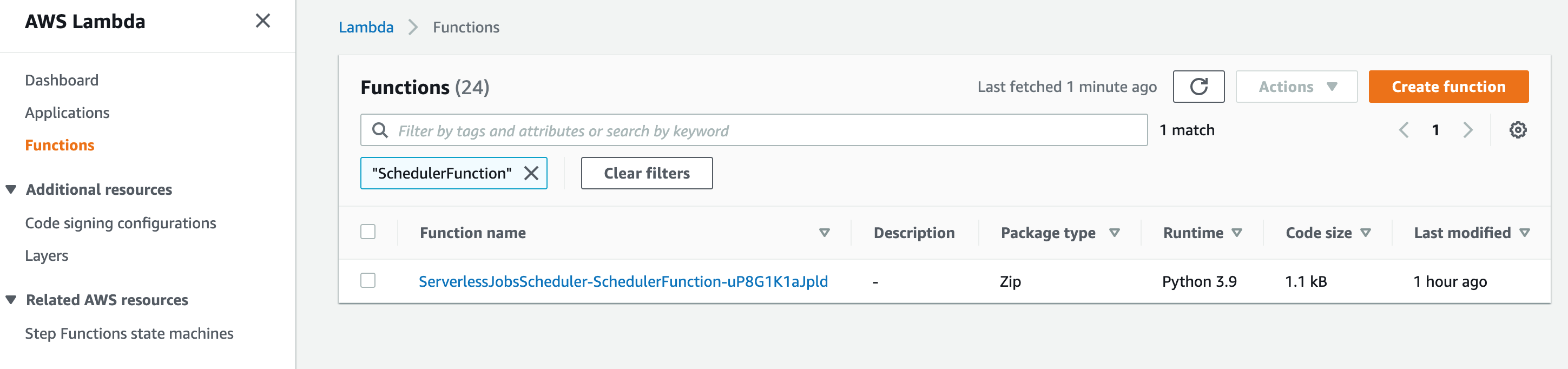 AWS Lambda screenshot