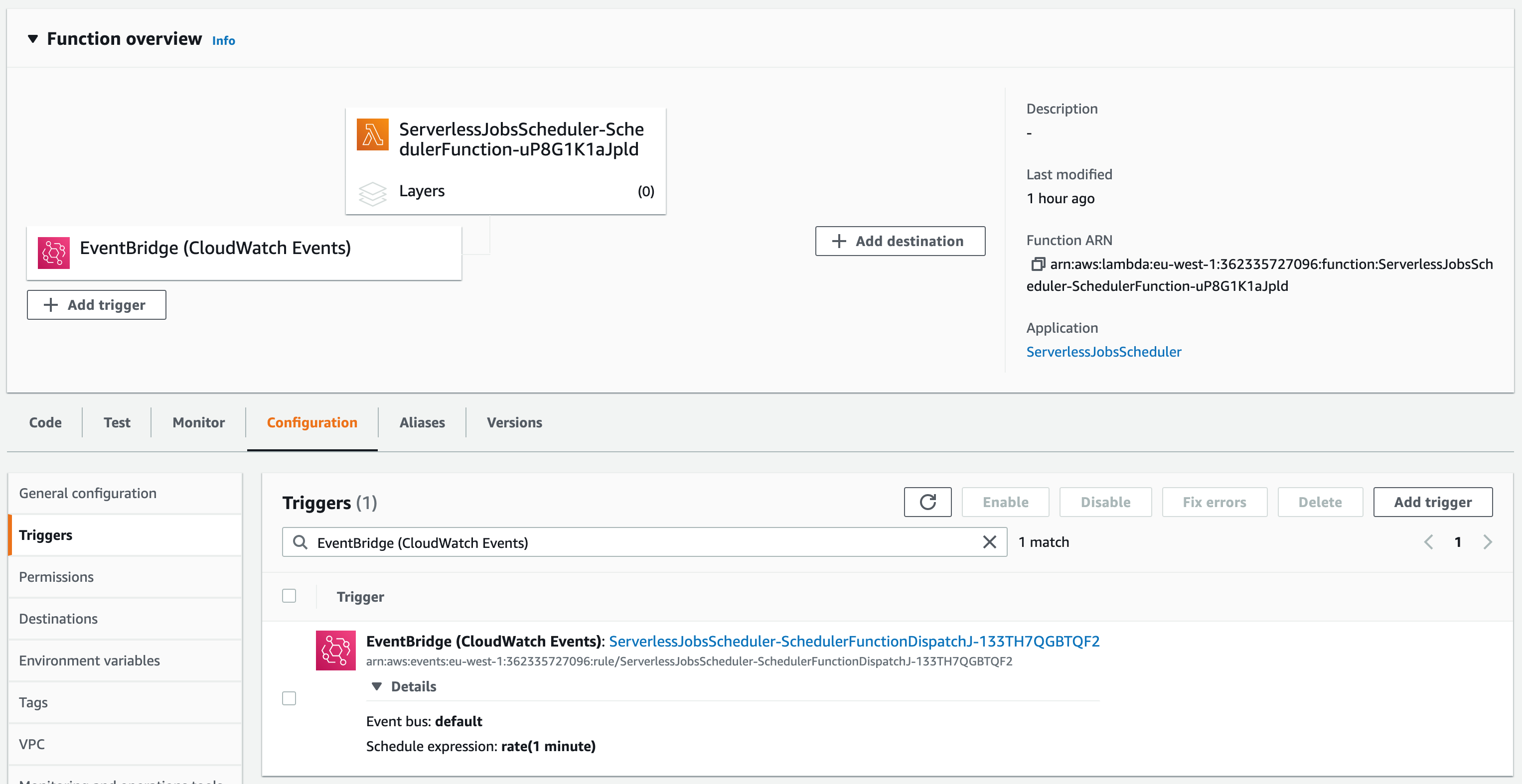 Function Configuration in Cloudformation Stack