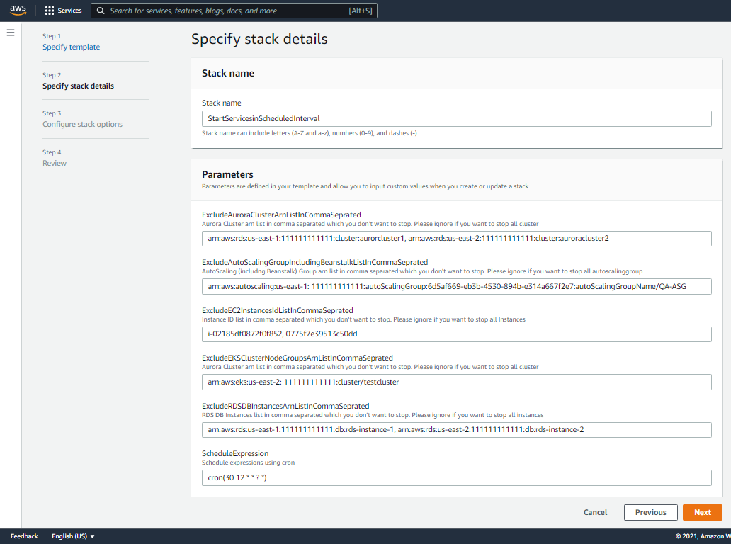 Stack details screenshot