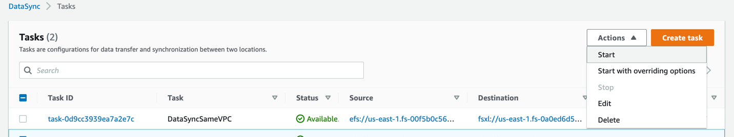 Figure 5. Start task