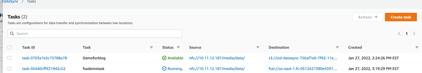 Figure 6. Task status