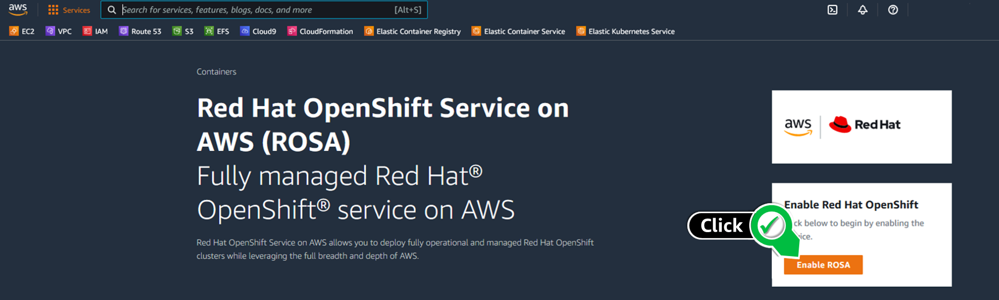 Enable ROSA on your AWS account