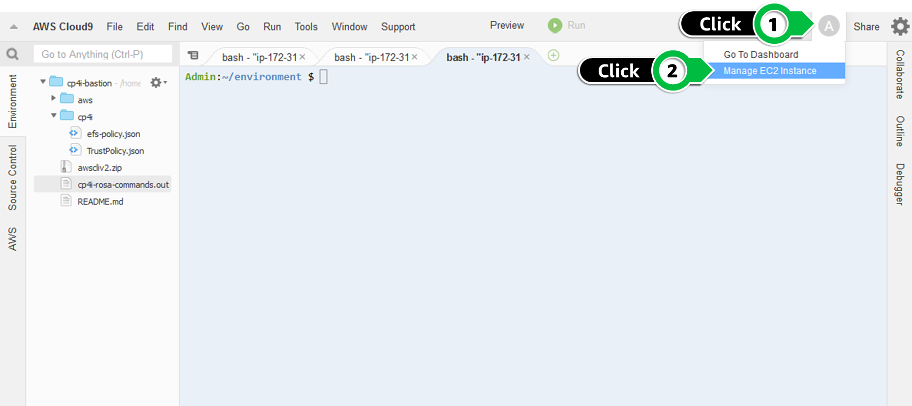 Manage the AWS Cloud9 EC2 instance