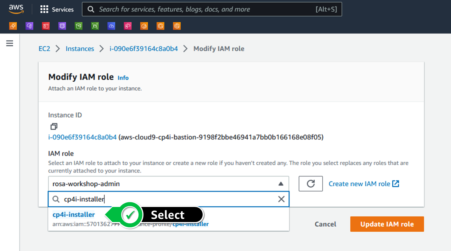 Attach the IAM role to your workspace