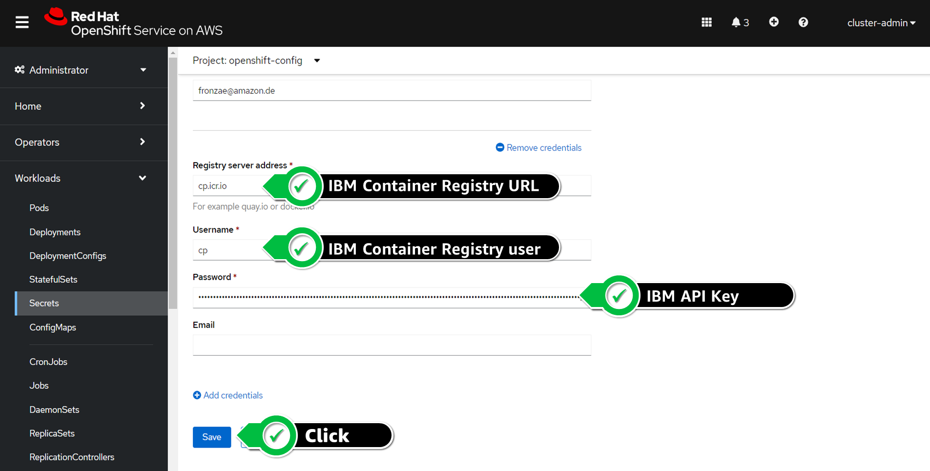 Configure your IBM entitlement key secret