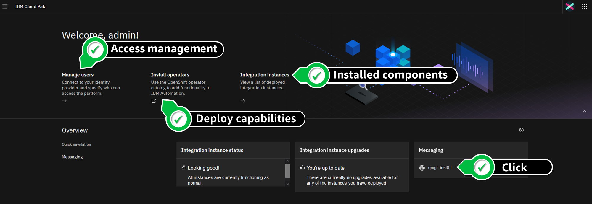 CP4I console features