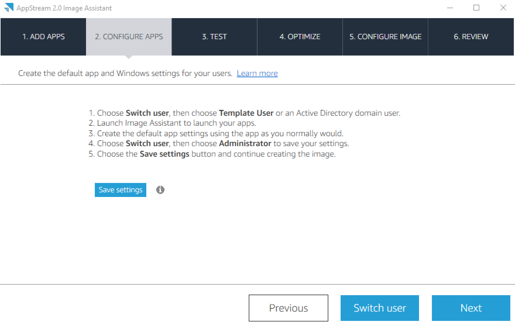 Configuring the Application with Image Assistant