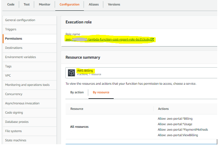 Lambda role permissions