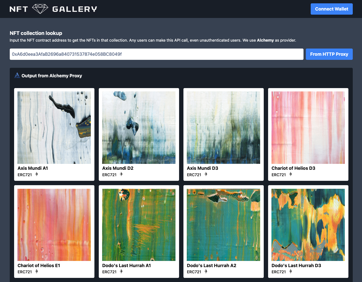 NFT collection lookup application