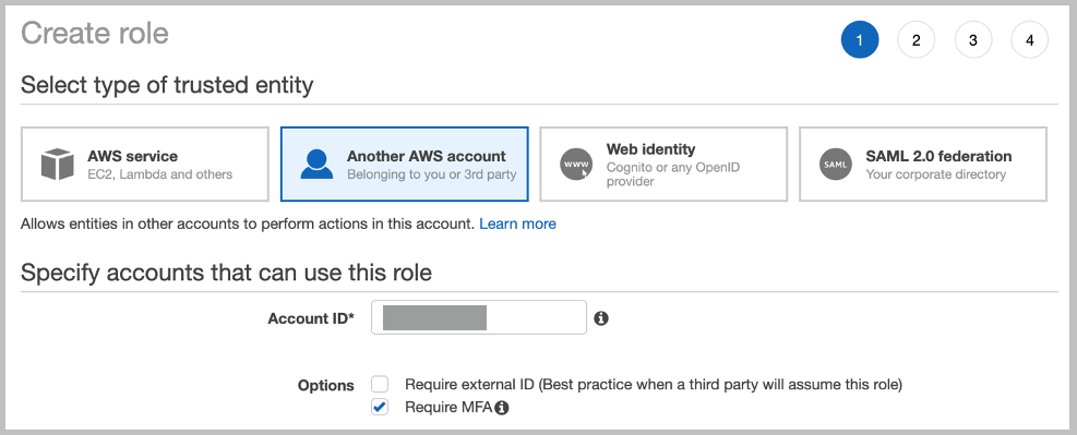 Create role enter account id