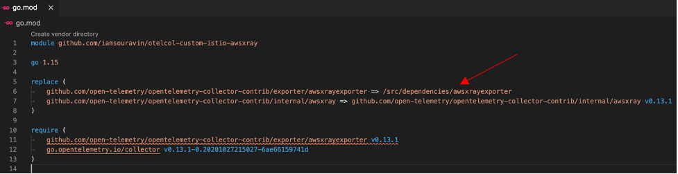 Local replace in go.mod
