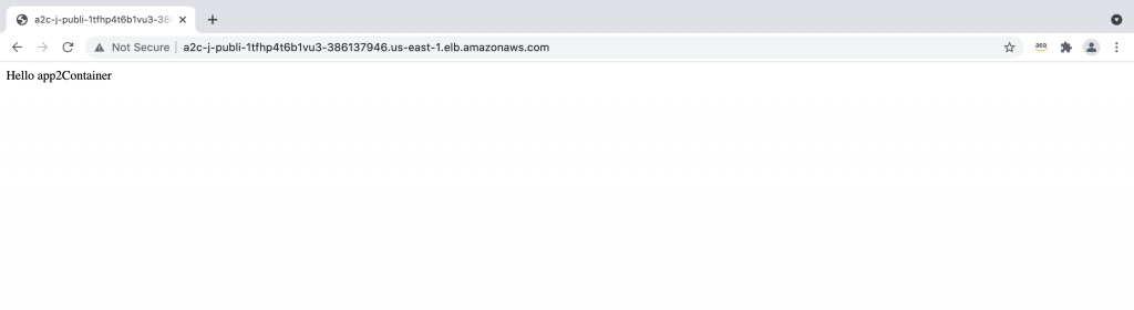 test application in web browser