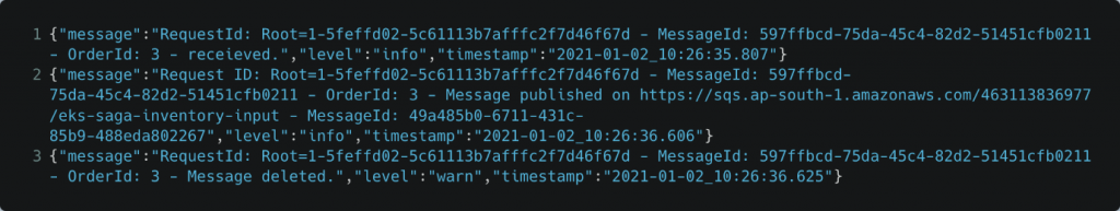 Logs from Orchestrator microservice pod