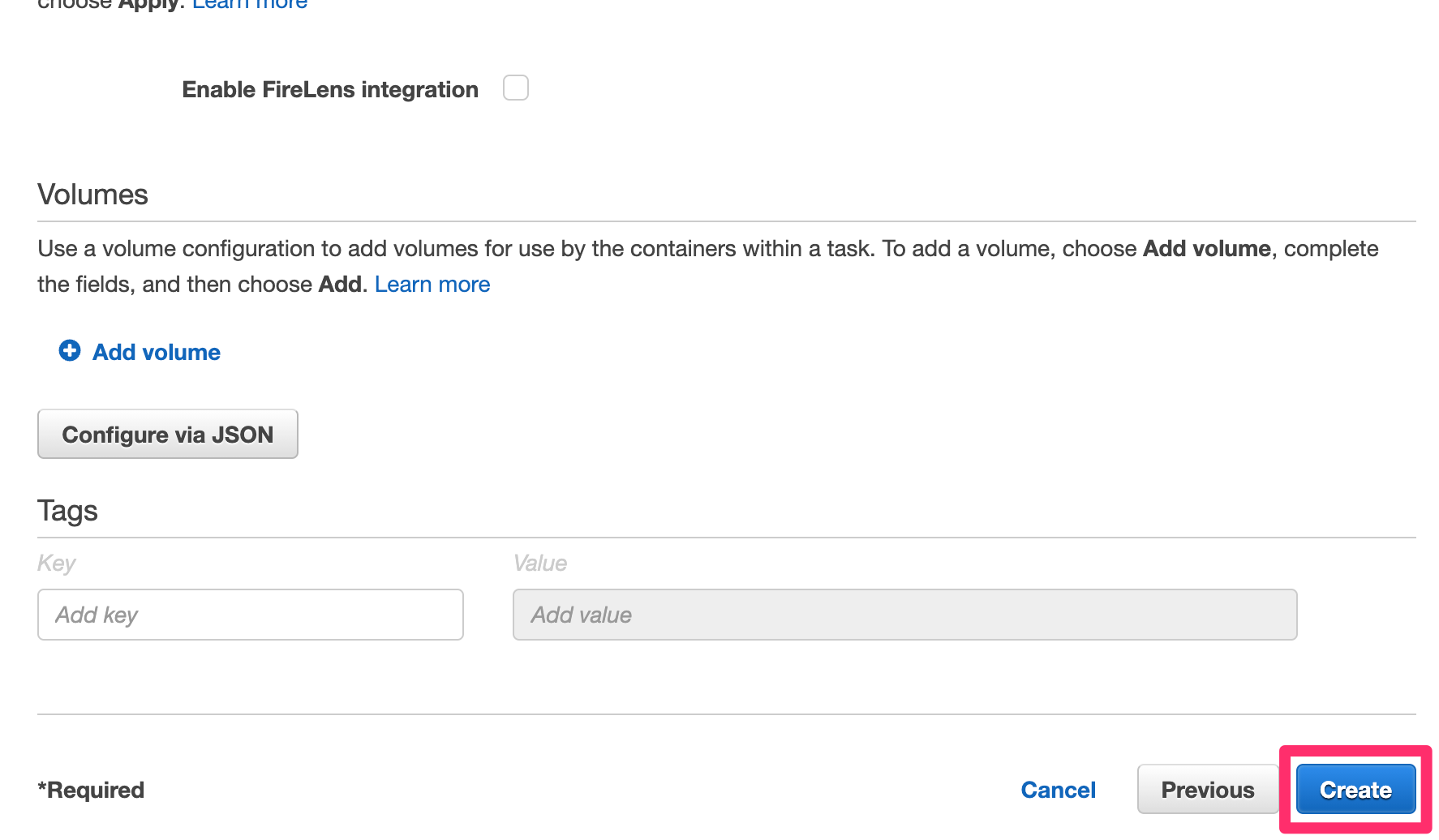 Register task definition
