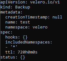 backing up namespaces
