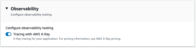 Observability section of the UI page