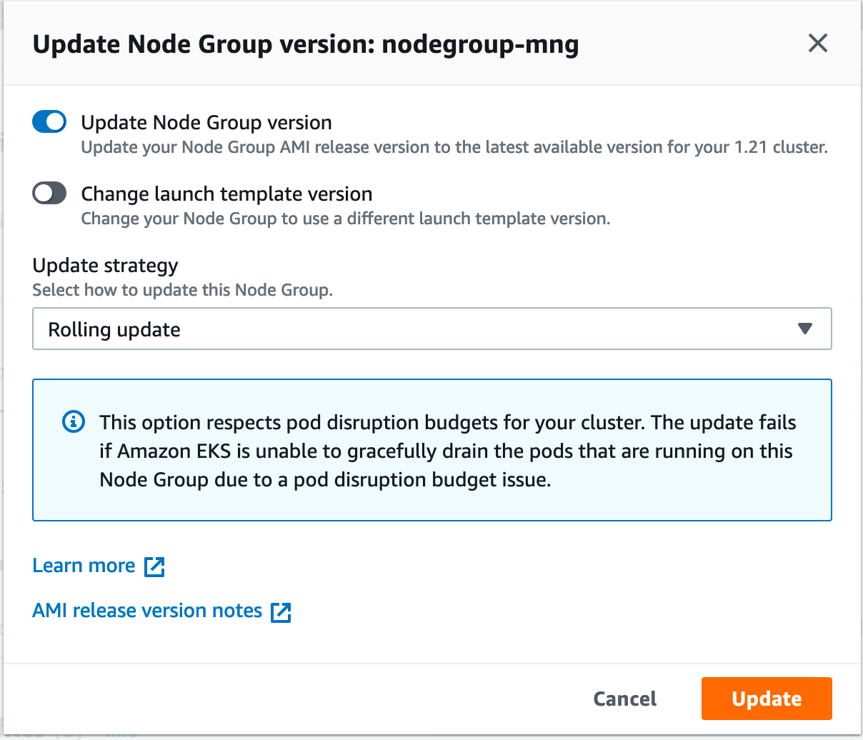 Screenshot showing updating from the console