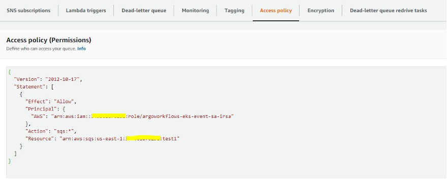 SQS policy screenshot