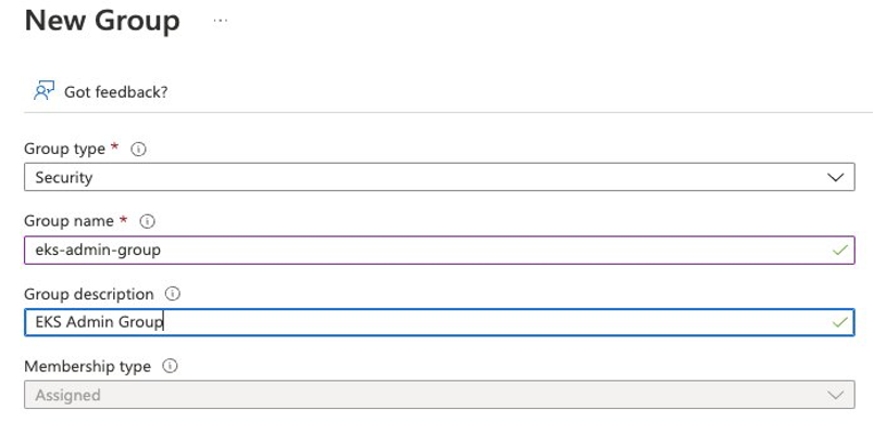 Create a new group in Azure AD