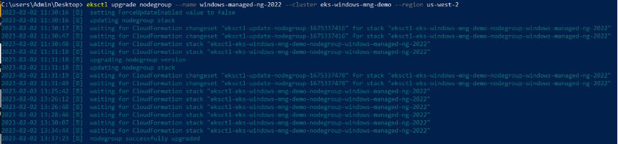 Updating a managed node group using eksctl