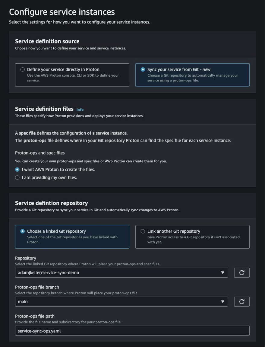 configure service sync for a service