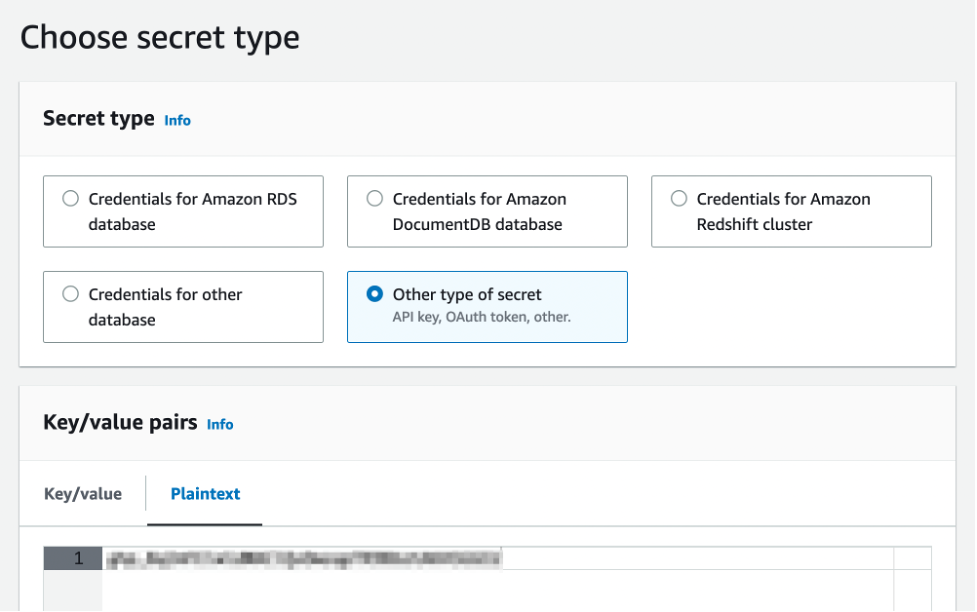 Create Secrets Manager secret