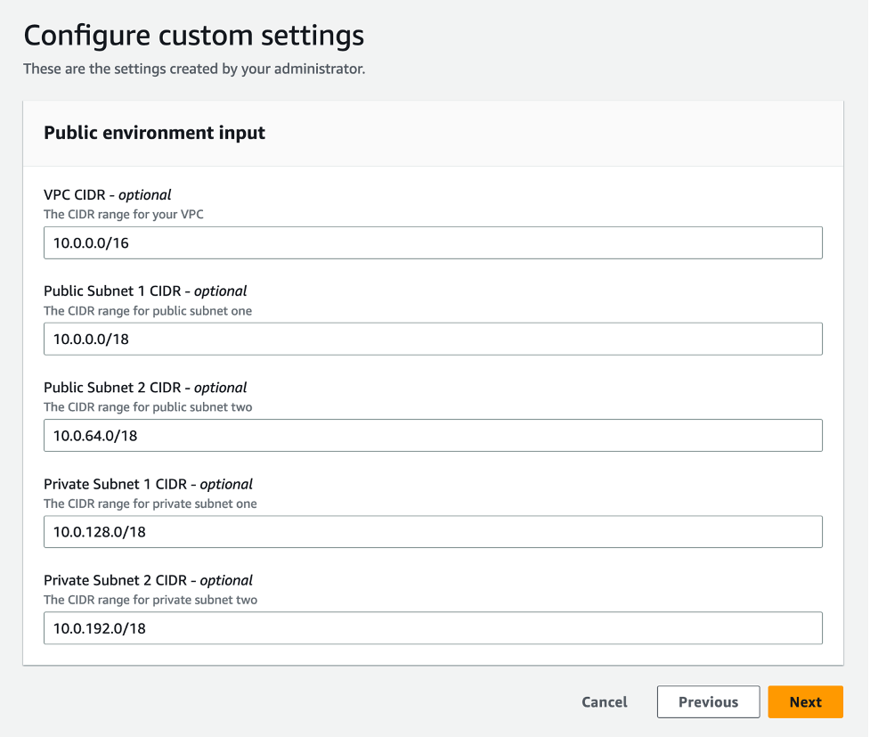 Enter Proton template inputs