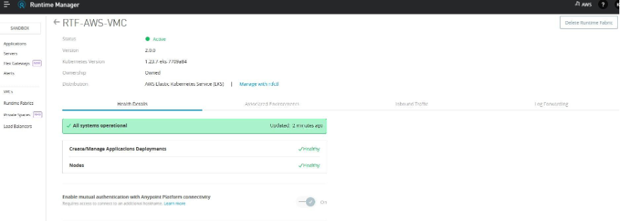 MuleSoft Anypoint Platform Runtime Manager console