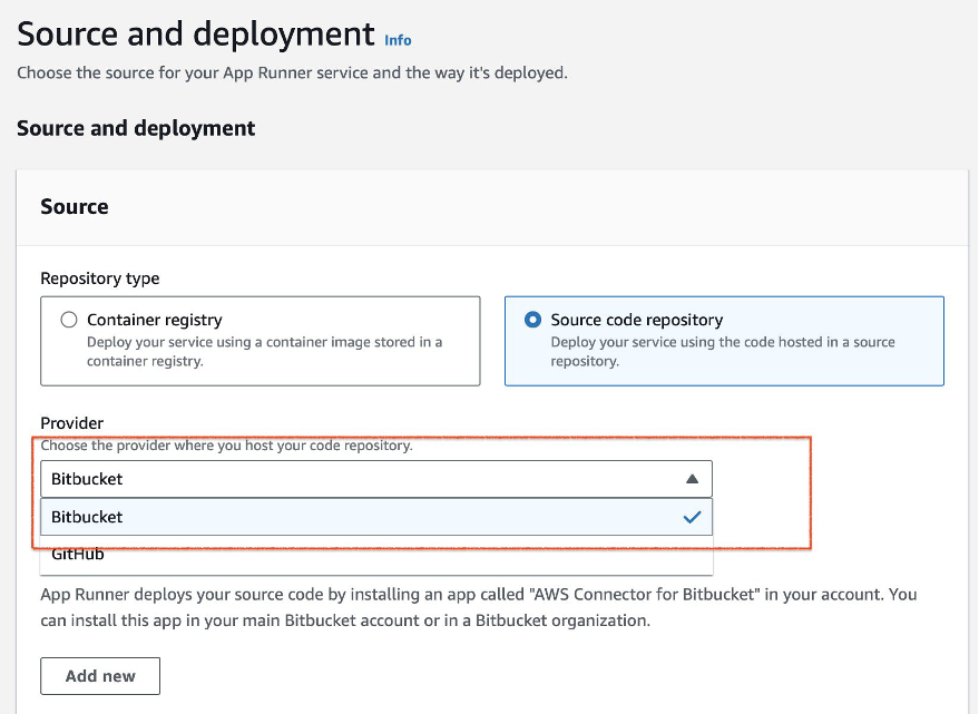 Source setup for AWS App Runner deployment