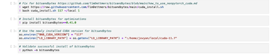 Once you have stepped through those tasks, install bitsandbytes so that you use the 8-bit optimizer to reduce memory requirements further.