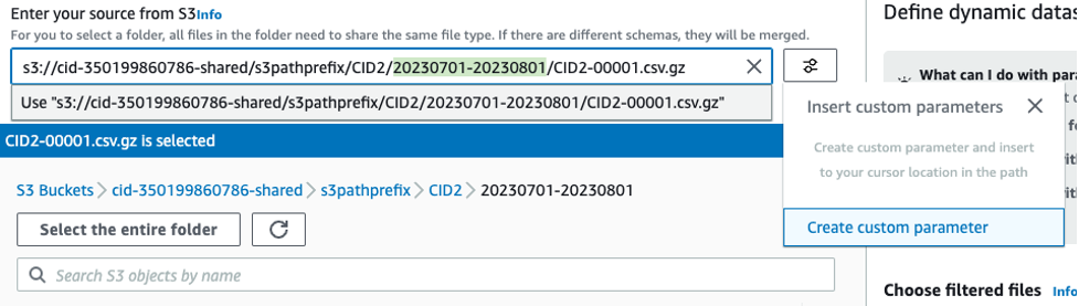 Console view of AWS Glue Databrew to create custom parameter.